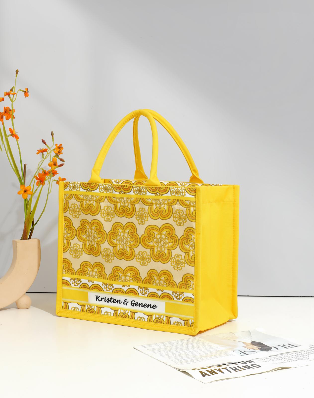 Yellow Clover Print Polyester Bag
