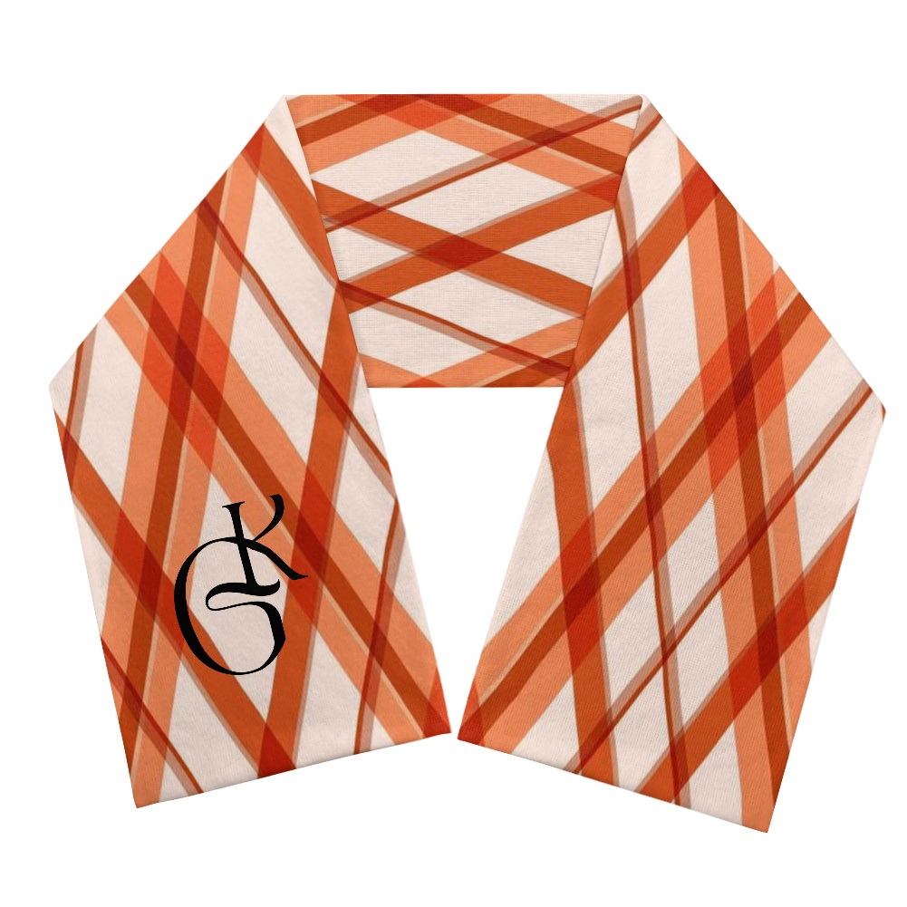 Burnt Orange and White plaid beanie and Scarf