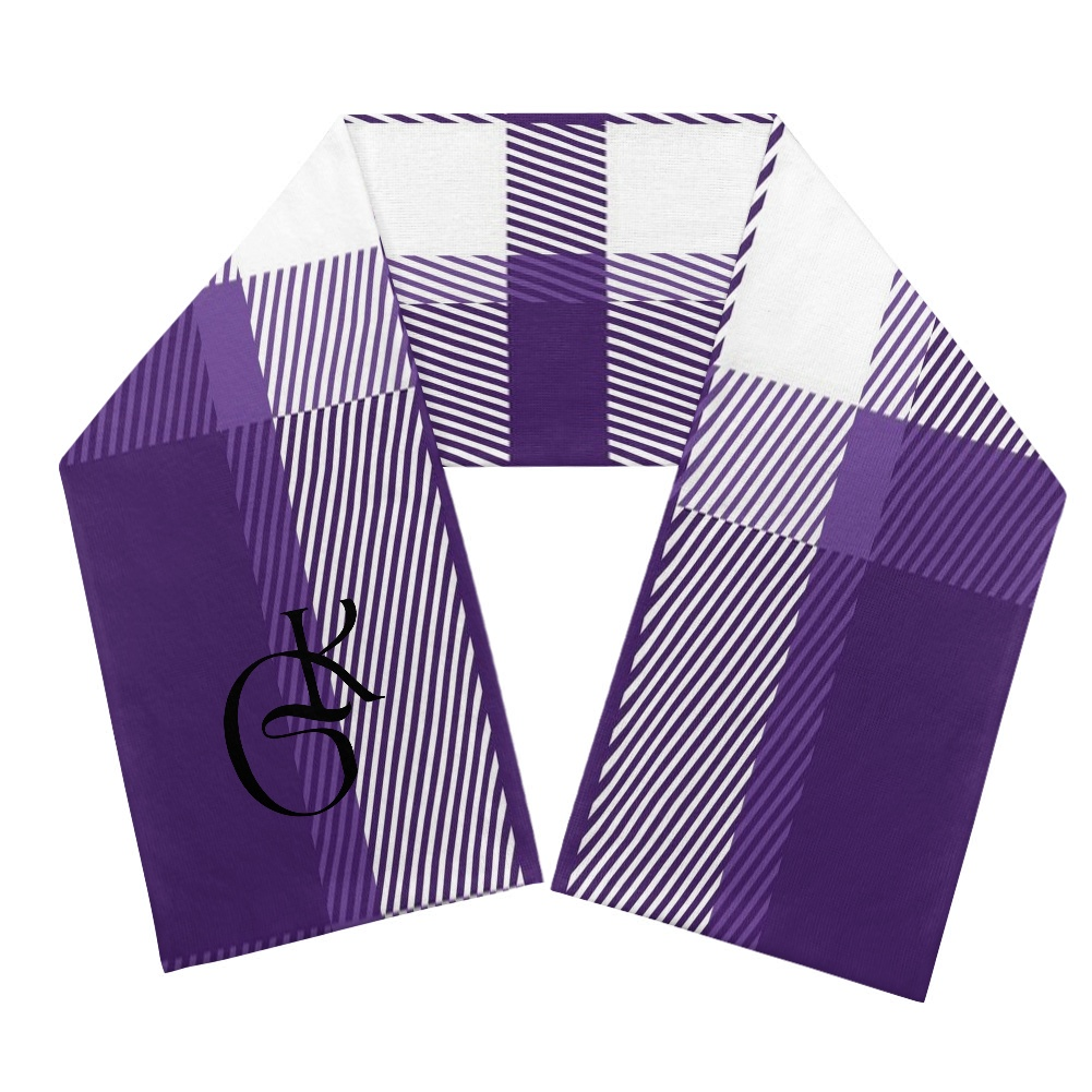 Purple and White plaid jacket and Scarf