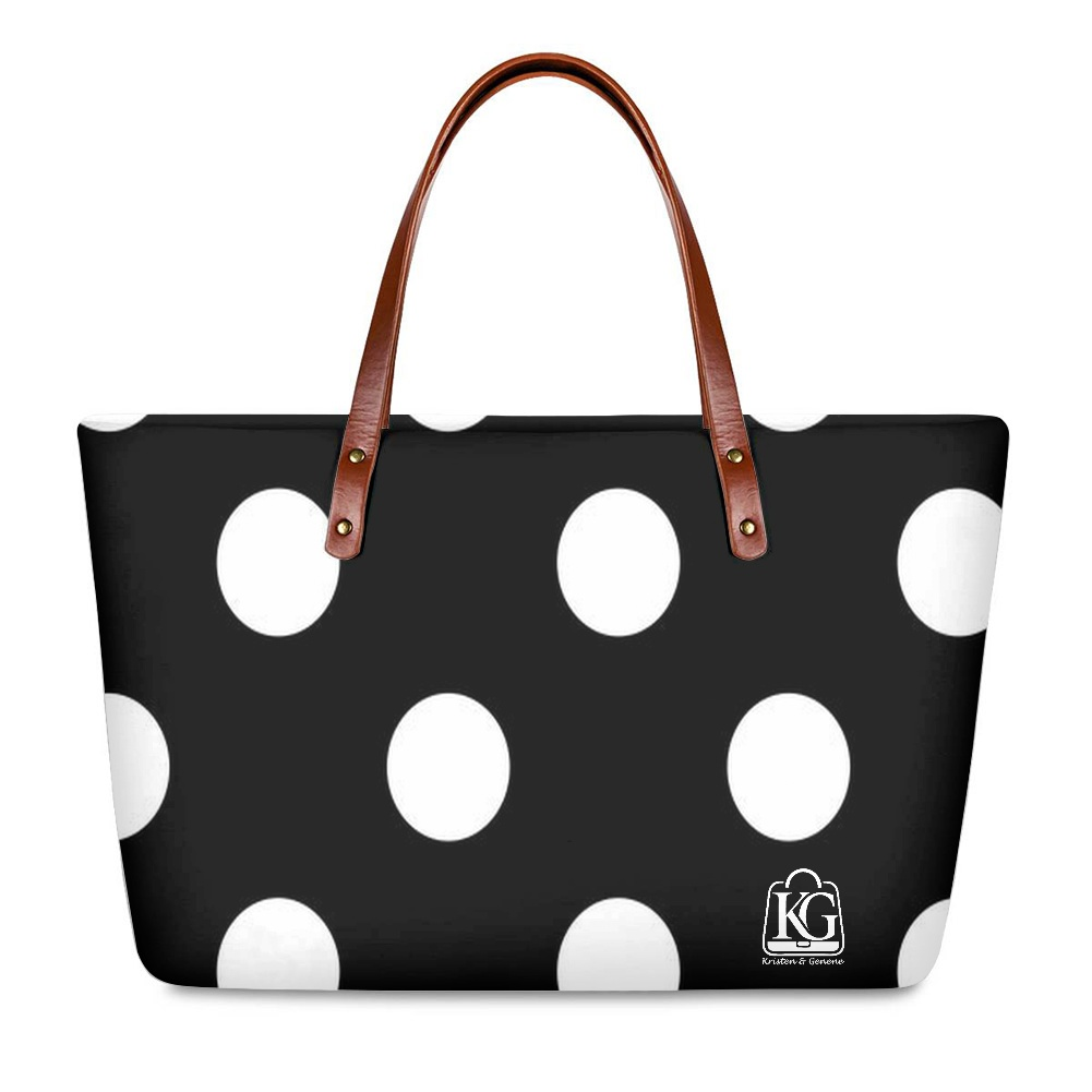 K & G Black and White Polka Dot Dress with Handbag