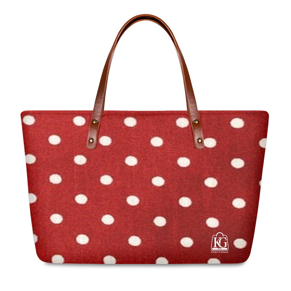 K & G Burgundy and White Polka Dot Dress with Handbag