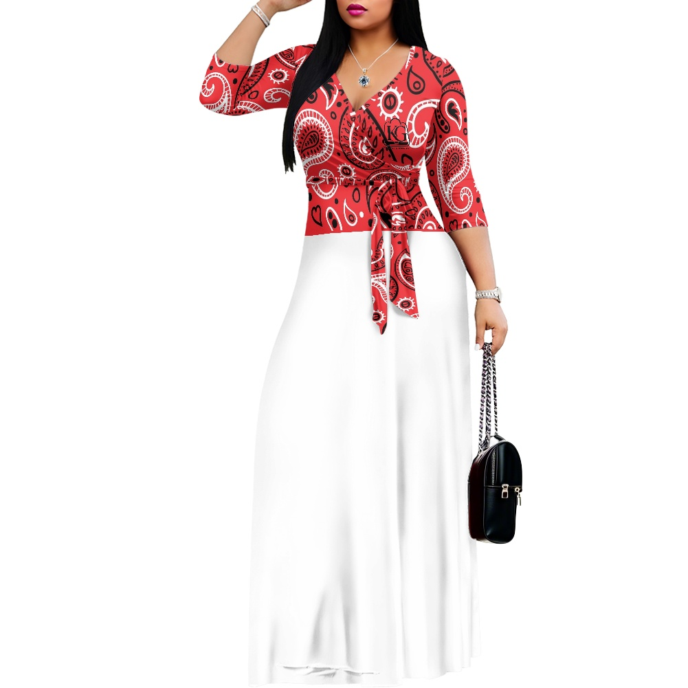 K & G Red and Black Paisley Dress with Black Border Tote Bag