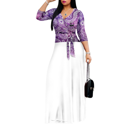 K & G Purple and White Paisley Dress with Black Border Tote Bag
