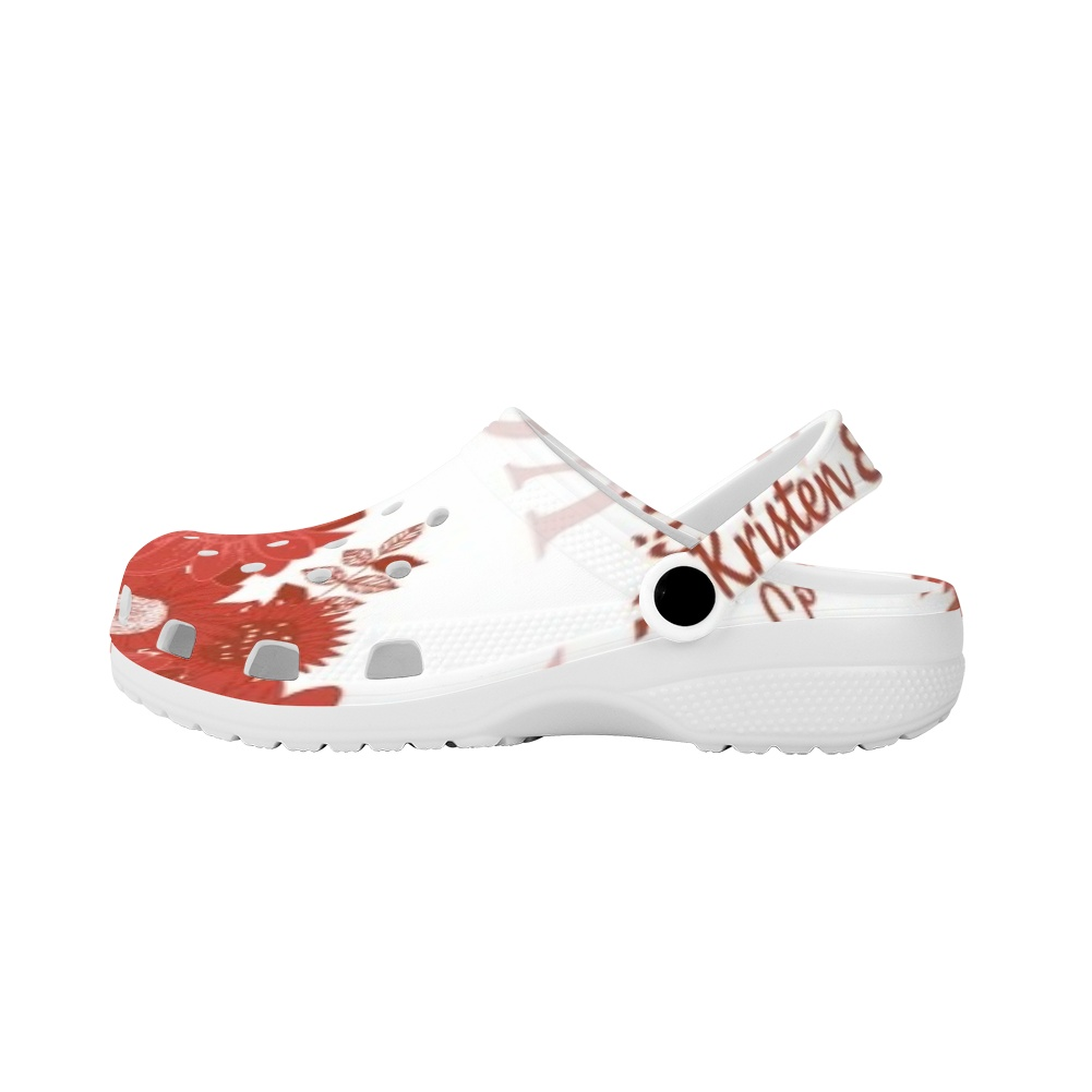 Red and White K & G Crocs
