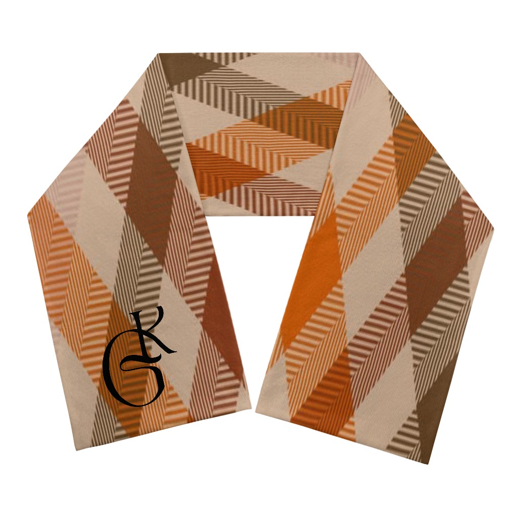 Brown and Rust plaid beanie and Scarf