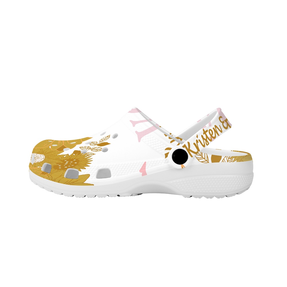 Honey Mustard and White K & G Crocs