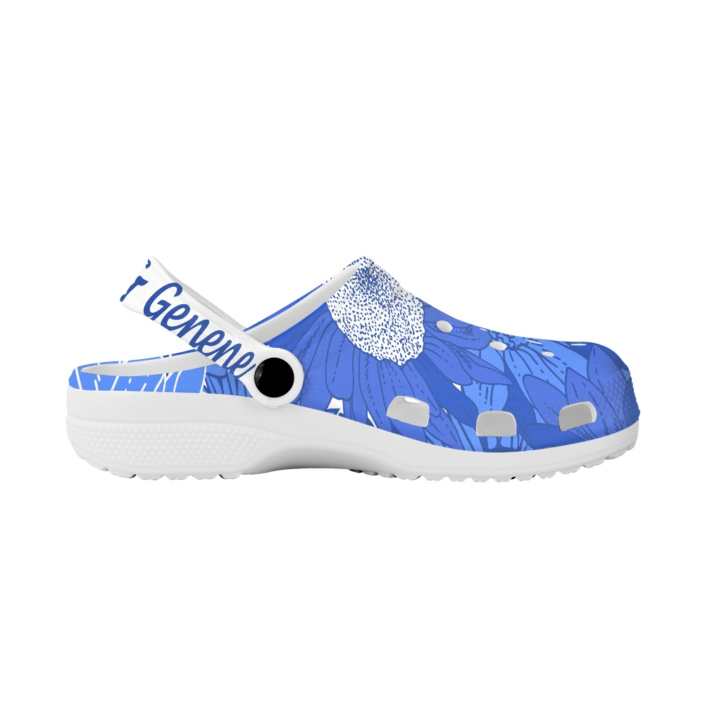 Royal Blue and White K & G Crocs