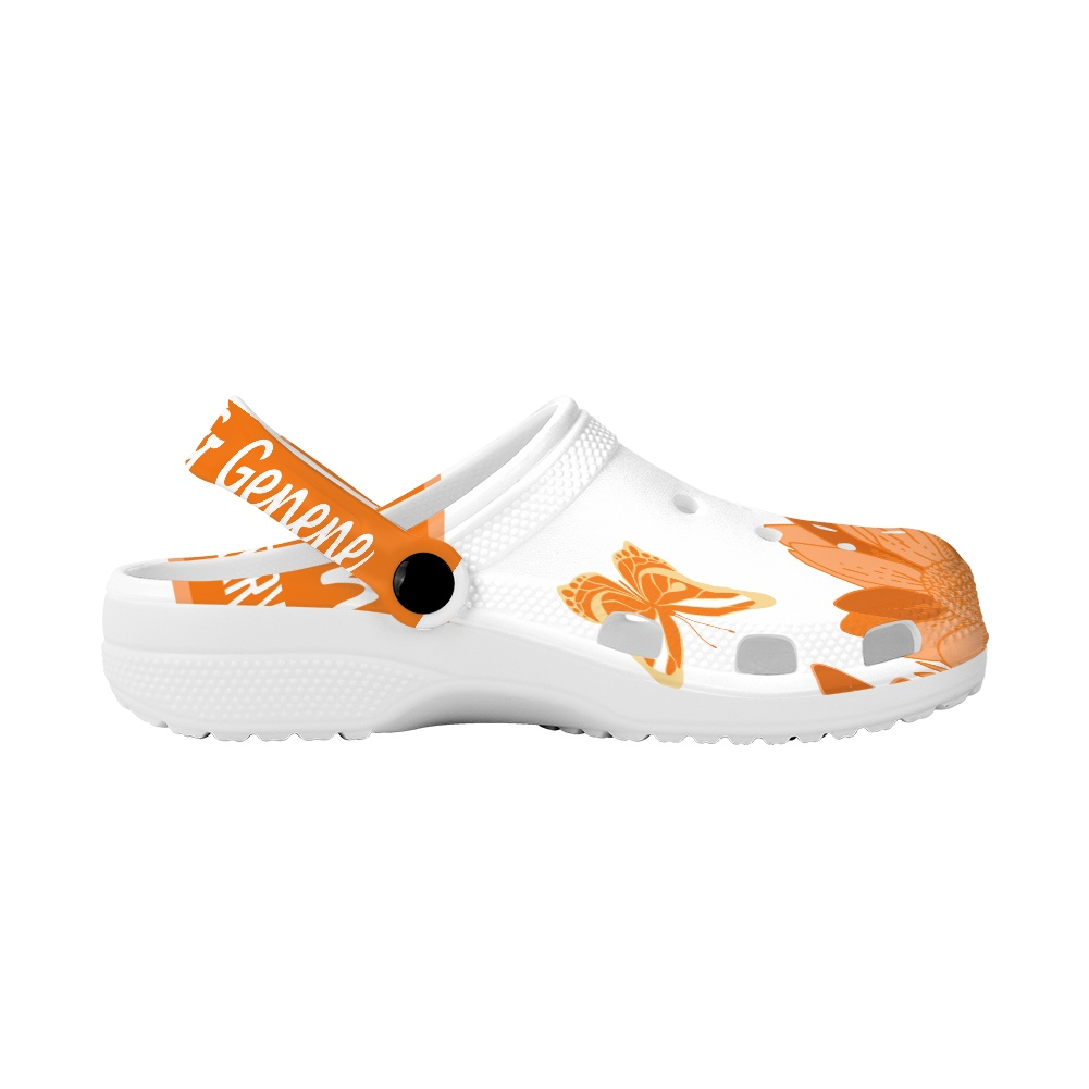 Orange and White K & G Crocs