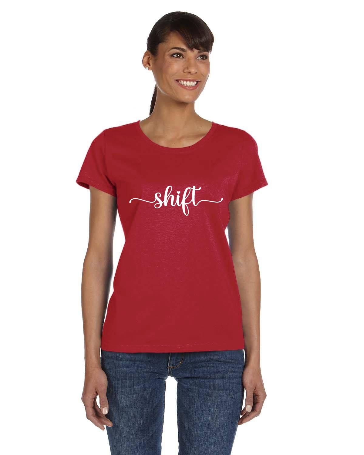 White print Fruit of the Loom Ladies HD CottonTM T-Shirt