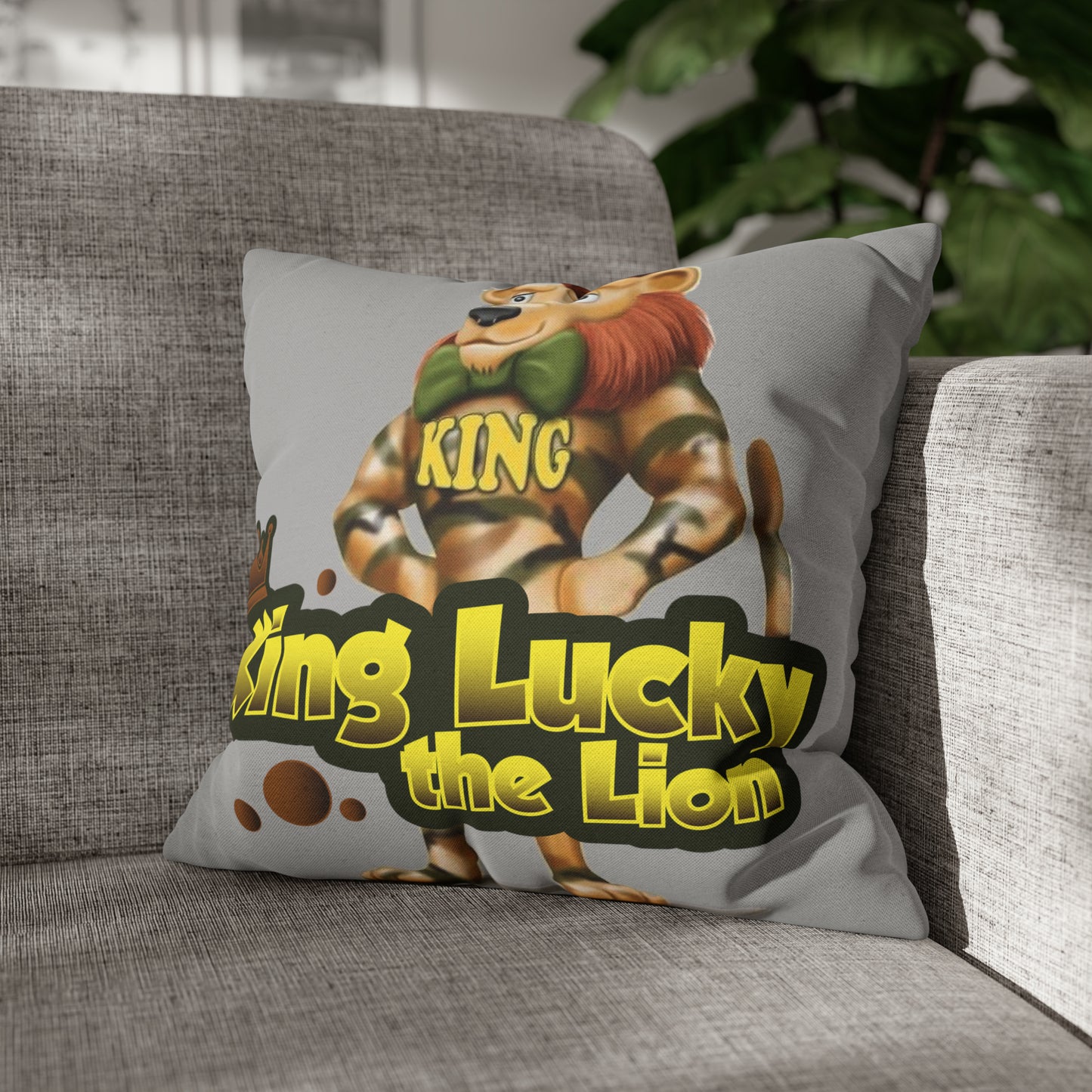 King Lucky Lion Spun Polyester Square Pillow Case