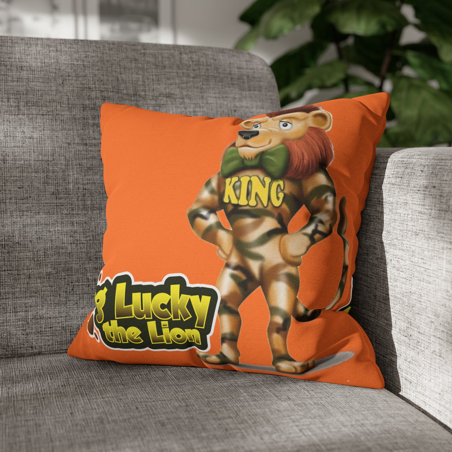 King Lucky Lion Spun Polyester Square Pillow Case