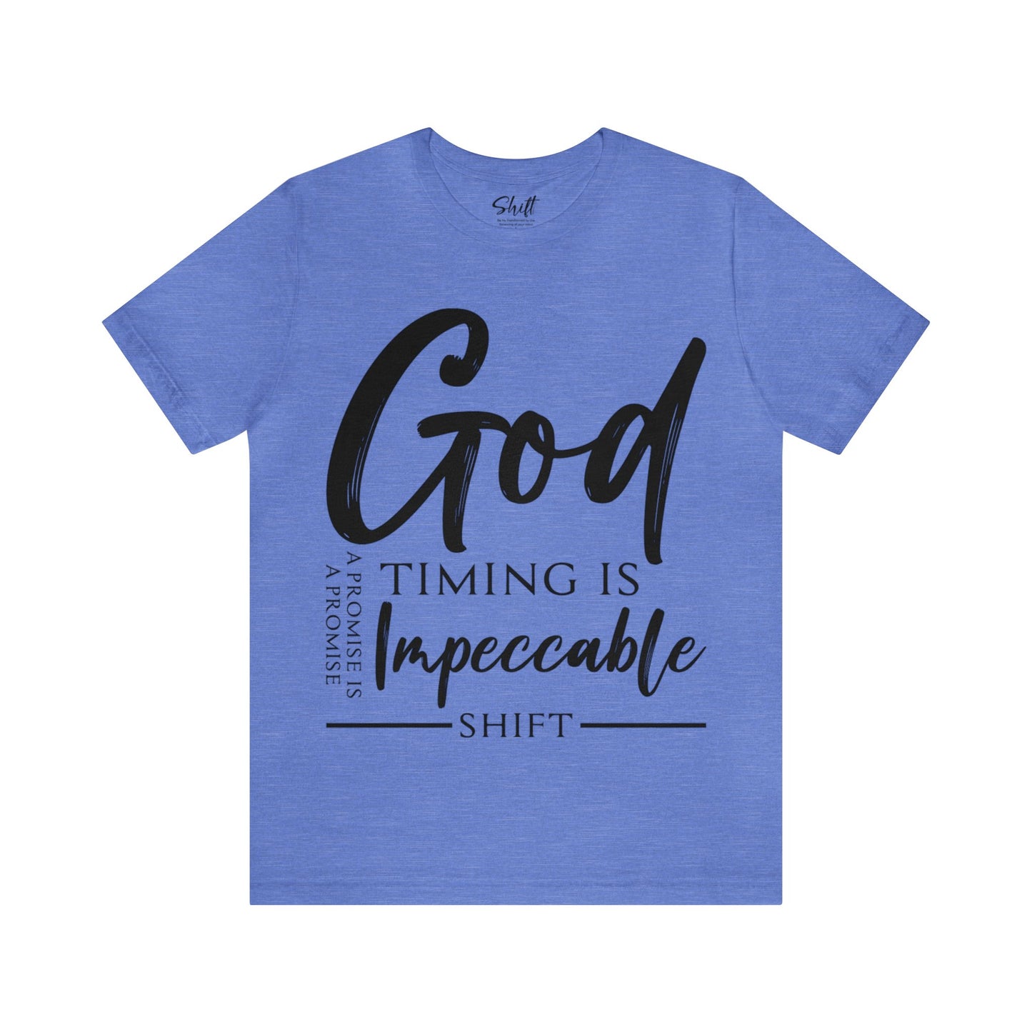 Gods timing Unisex Short Sleeve Tee black text