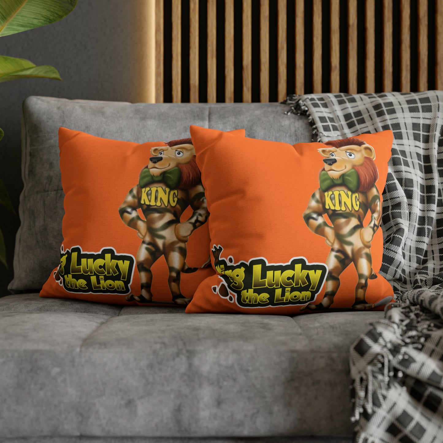 King Lucky Lion Spun Polyester Square Pillow Case