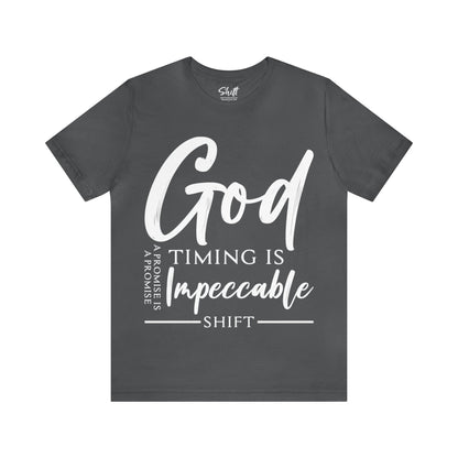 God timing Unisex Short Sleeve Tee white text