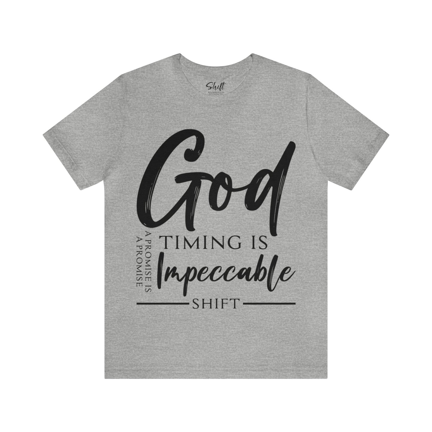 Gods timing Unisex Short Sleeve Tee black text