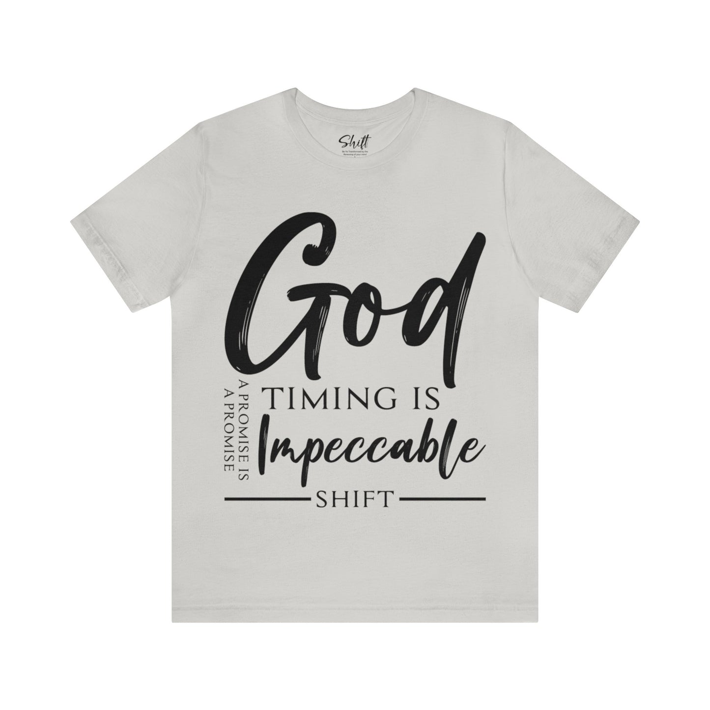 Gods timing Unisex Short Sleeve Tee black text