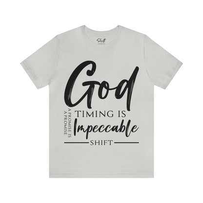 Gods timing Unisex Short Sleeve Tee black text