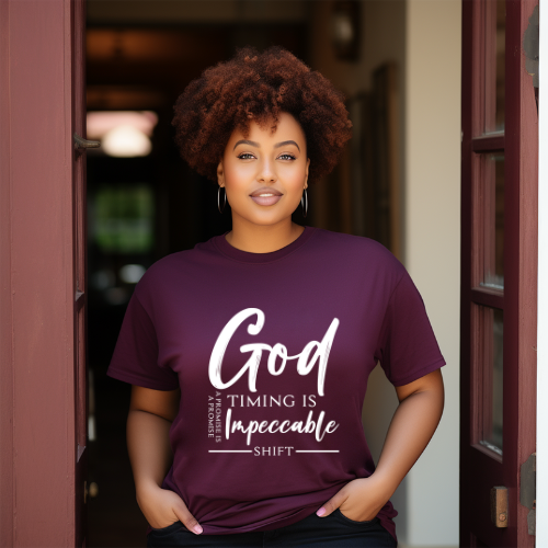 God timing Unisex Short Sleeve Tee white text