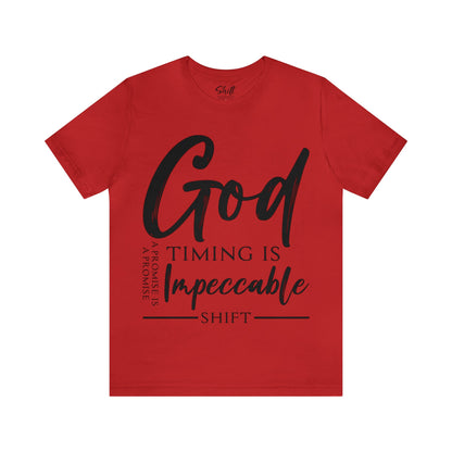 Gods timing Unisex Short Sleeve Tee black text