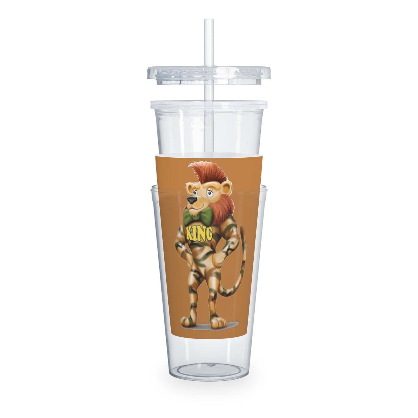 King Lucky Lion Plastic Tumbler with Straw
