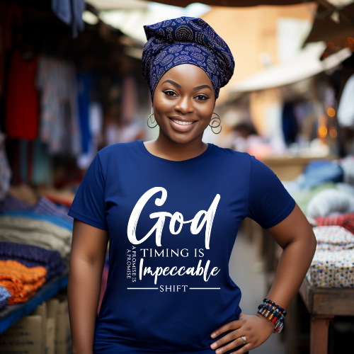God timing Unisex Short Sleeve Tee white text