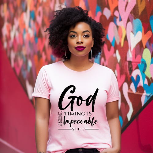 Gods timing Unisex Short Sleeve Tee black text