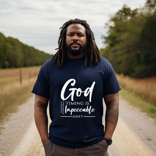 God timing Unisex Short Sleeve Tee white text