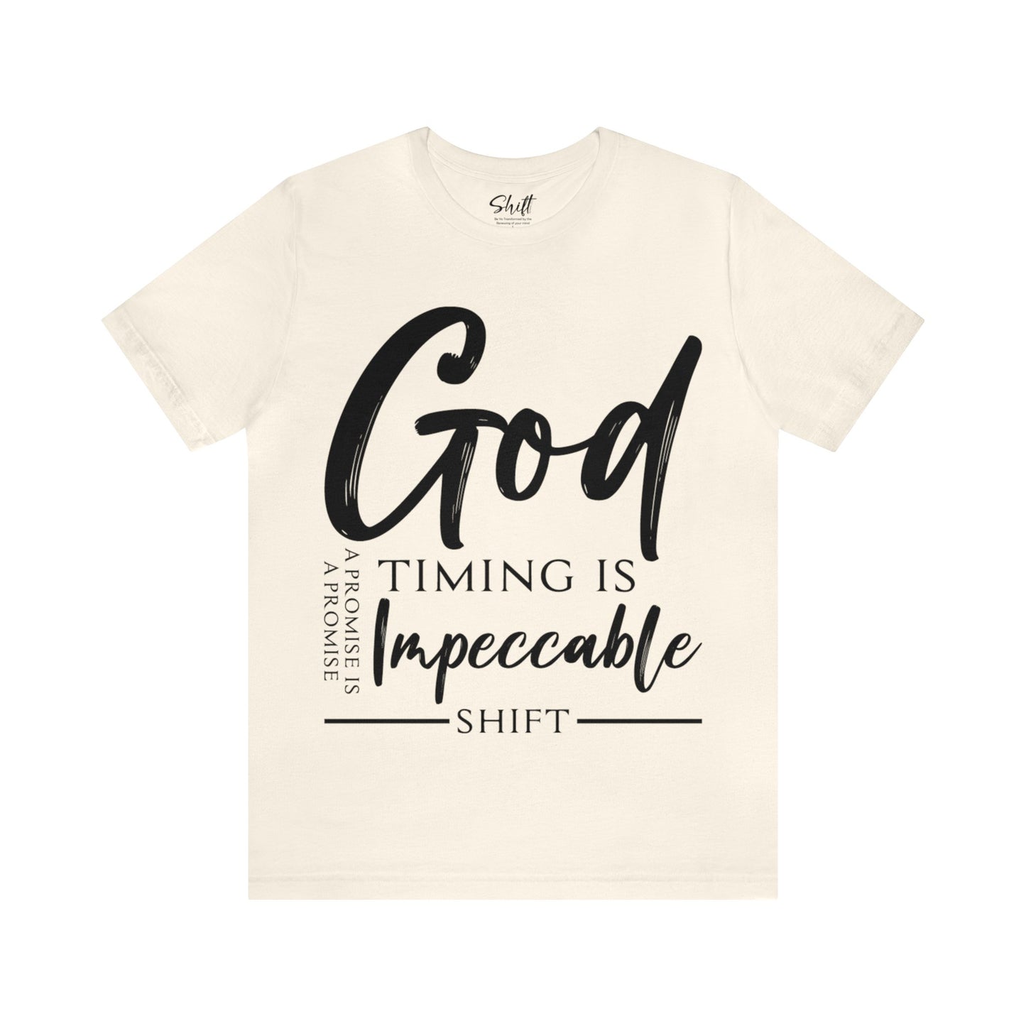 Gods timing Unisex Short Sleeve Tee black text