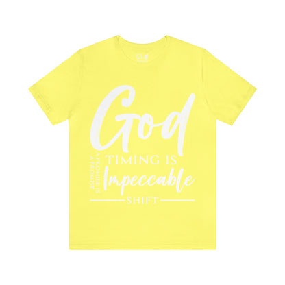 God timing Unisex Short Sleeve Tee white text