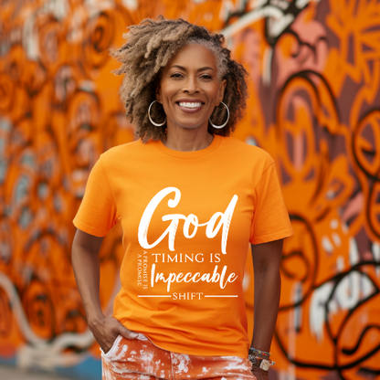 God timing Unisex Short Sleeve Tee white text