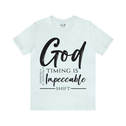 Gods timing Unisex Short Sleeve Tee black text