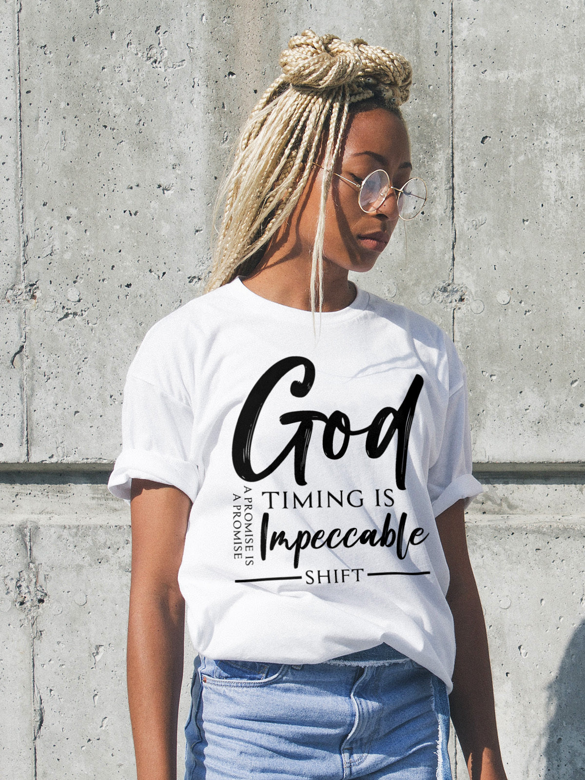 Gods timing Unisex Short Sleeve Tee black text
