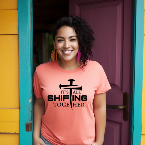 It's all shifting together Unisex Short Sleeve Tee black text