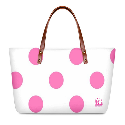 K & G Pink and White Polka Dot Dress with Handbag