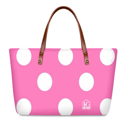 K & G Pink and White Polka Dot Dress with Handbag
