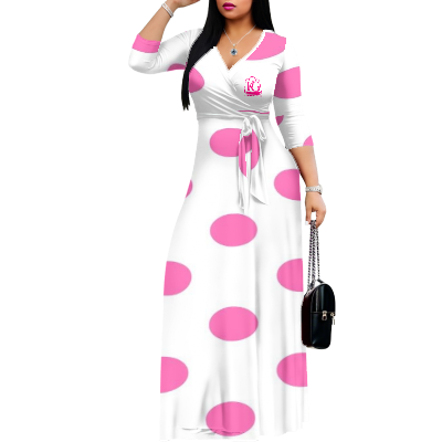 K & G Pink and White Polka Dot Dress with Handbag