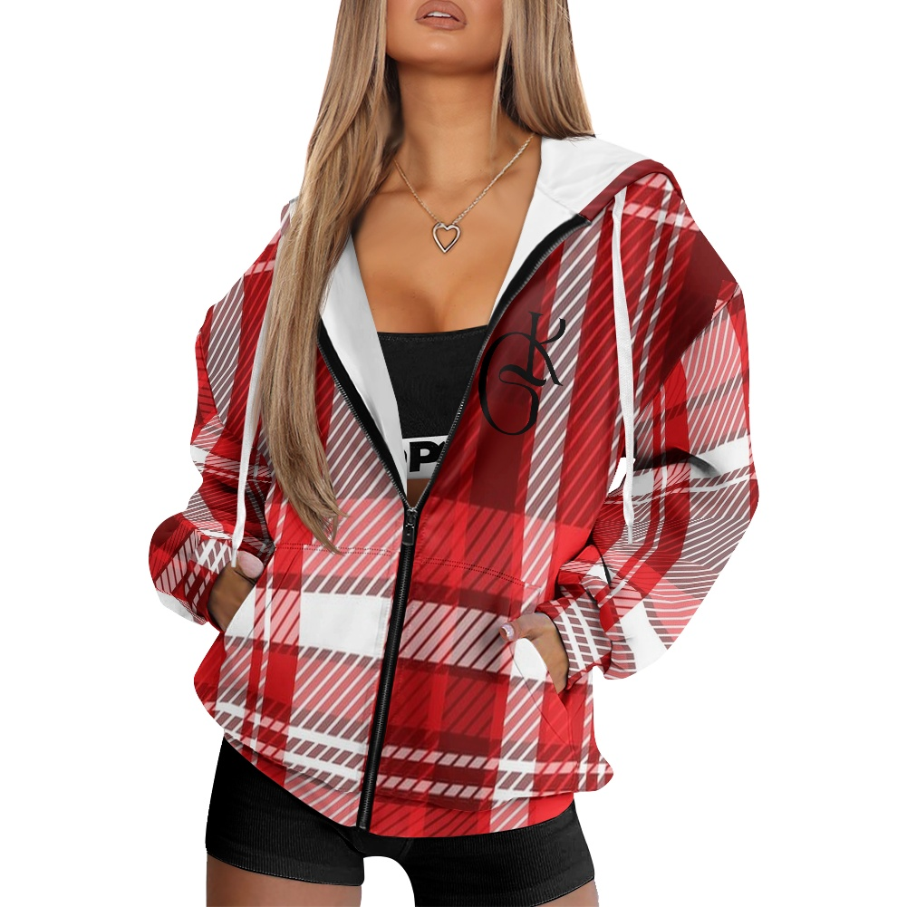 Red and White plaid jacket and Scarf