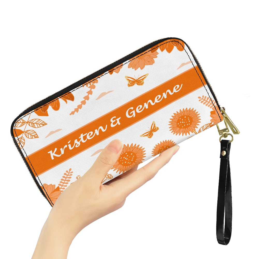 K & G original Bright Orange  and white Floral Bag w/Wallet
