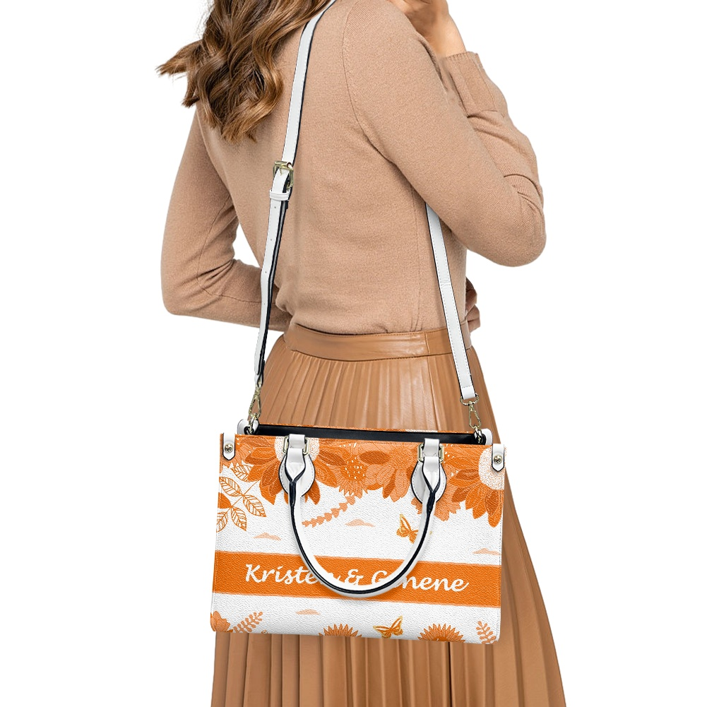 K & G original Bright Orange  and white Floral Bag w/Wallet