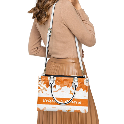 K & G original Bright Orange  and white Floral Bag w/Wallet