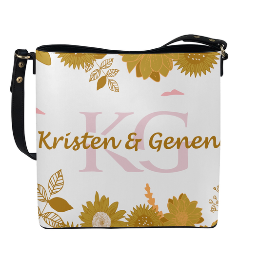 K & G original Mustard/white Bucket bag
