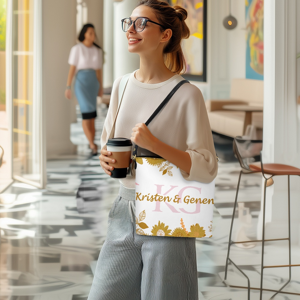 K & G original Mustard/white Bucket bag