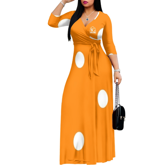 K & G Orange and White Polka Dot Dress with Handbag