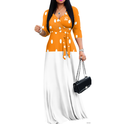 K & G Orange and White Polka Dot Dress with Handbag
