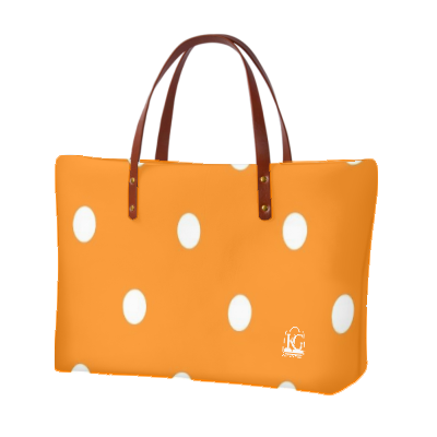 K & G Orange and White Polka Dot Dress with Handbag