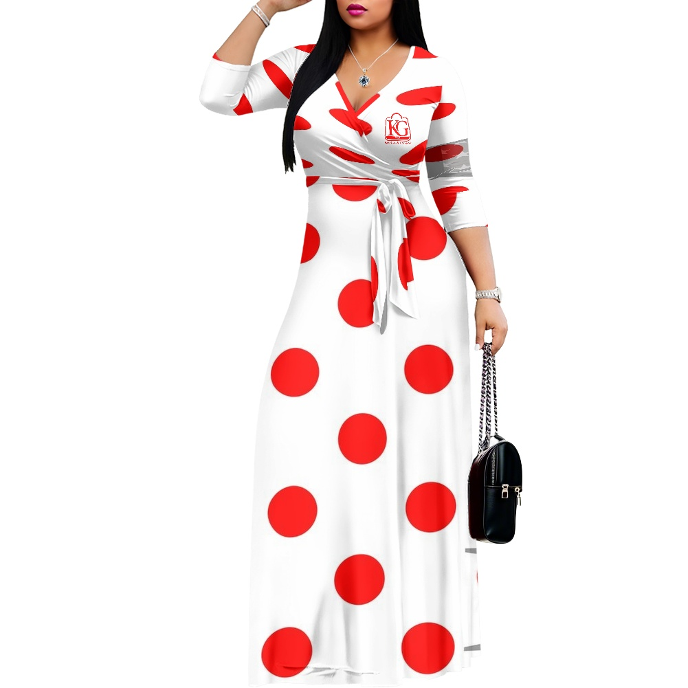 K & G Red and White Polka Dot Dress with Handbag