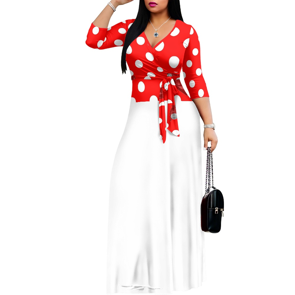 K & G Red and White Polka Dot Dress with Handbag