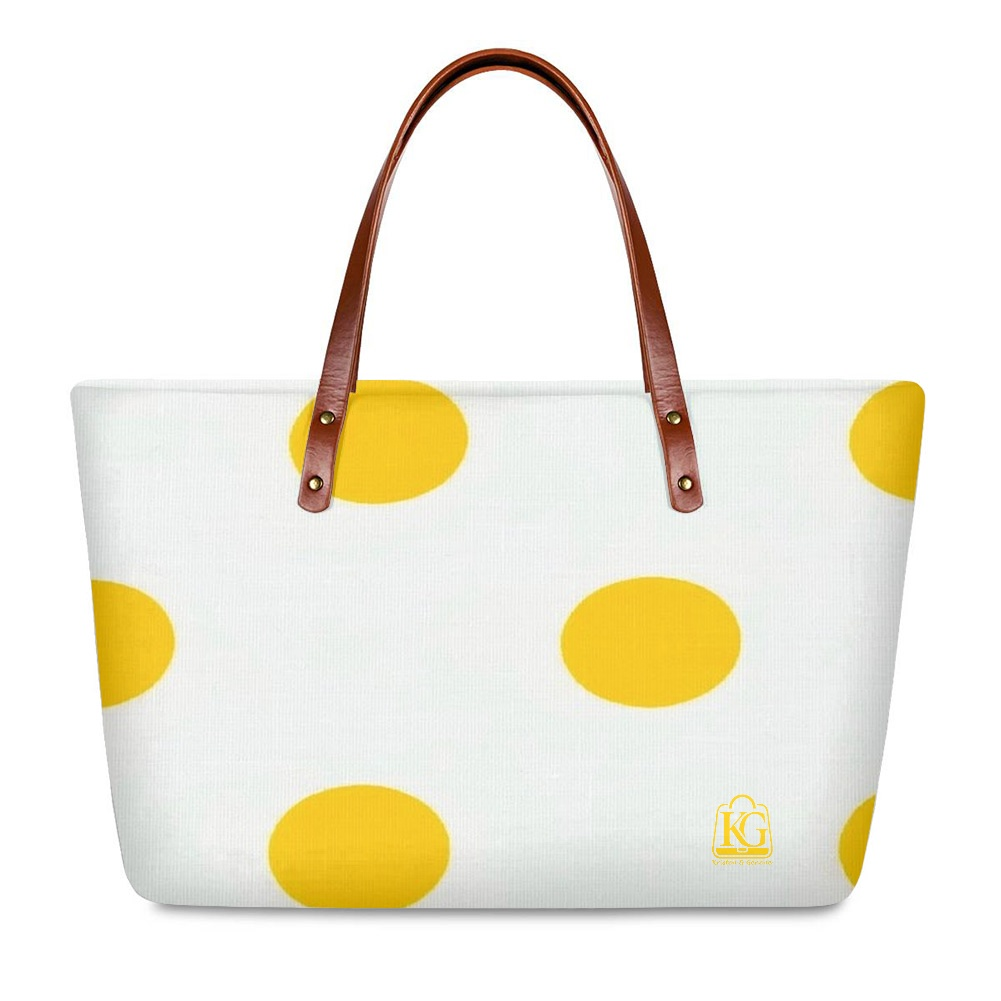 K & G Yellow and White Polka Dot Dress with Handbag