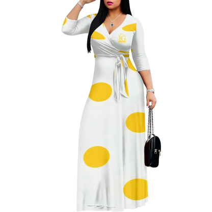 K & G Yellow and White Polka Dot Dress with Handbag