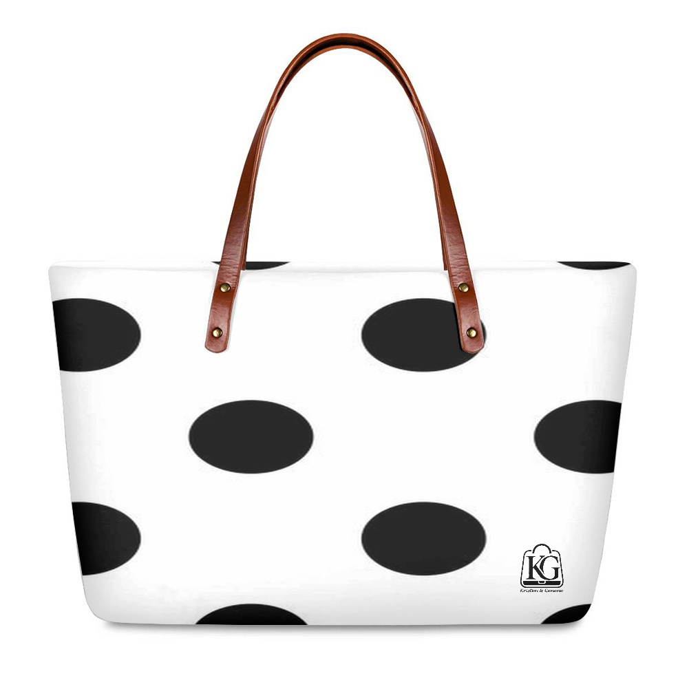 K & G Black and White Polka Dot Dress with Handbag